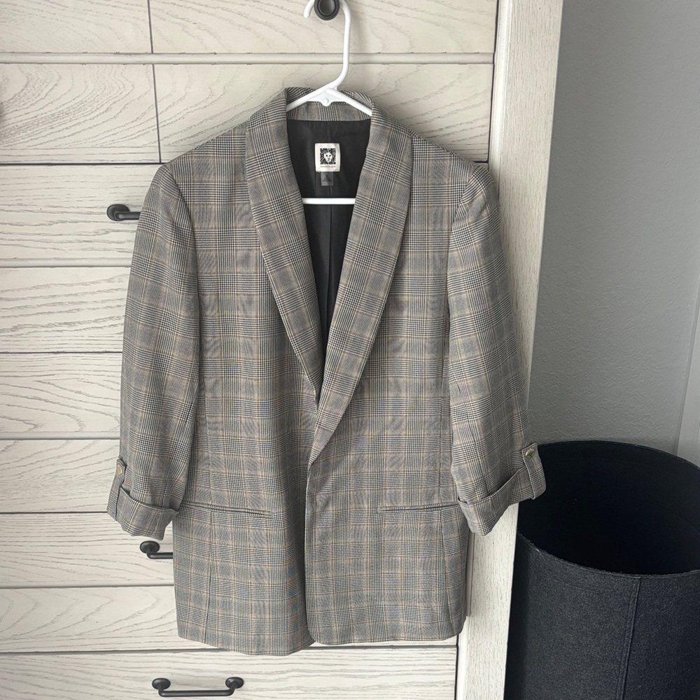 Anne Klein Gray Plaid Men's Blazer